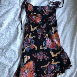 S Angie asian-print cowl neck asymmetrical hem top